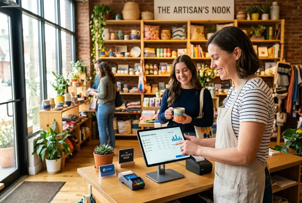 Point de vente moderne avec synchronisation