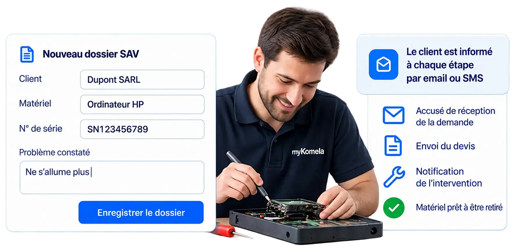 Centralisez toutes vos demandes SAV clients avec myKomela