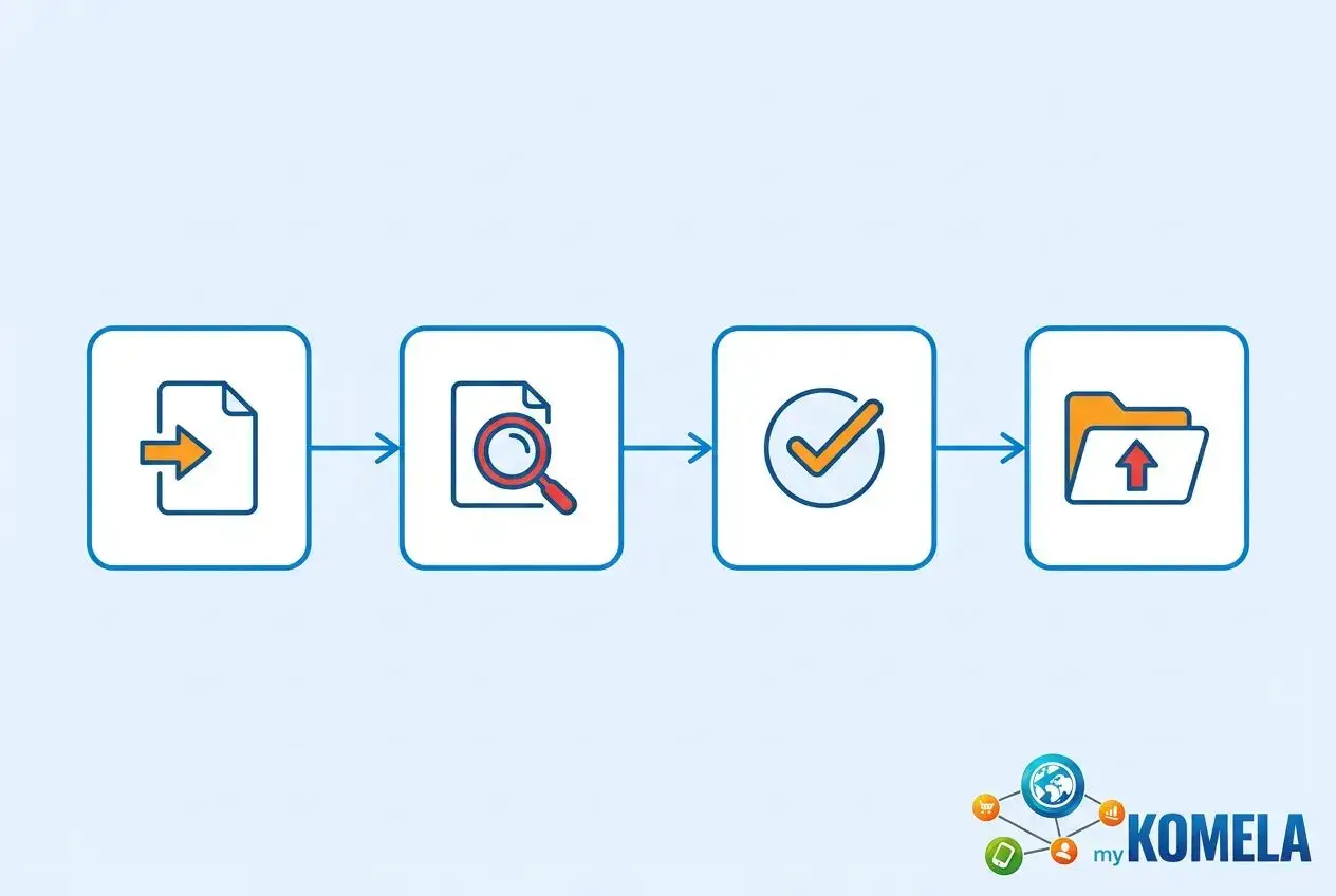 Processus de dématérialisation: transfert, recherche, vérification et archivage de factures avec logiciel dématérisation facture.
